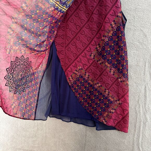 Desigual Dress Womens EU36 Blue Cassidy Tank Boho Printed Layered Chiffon Short - Picture 5 of 10